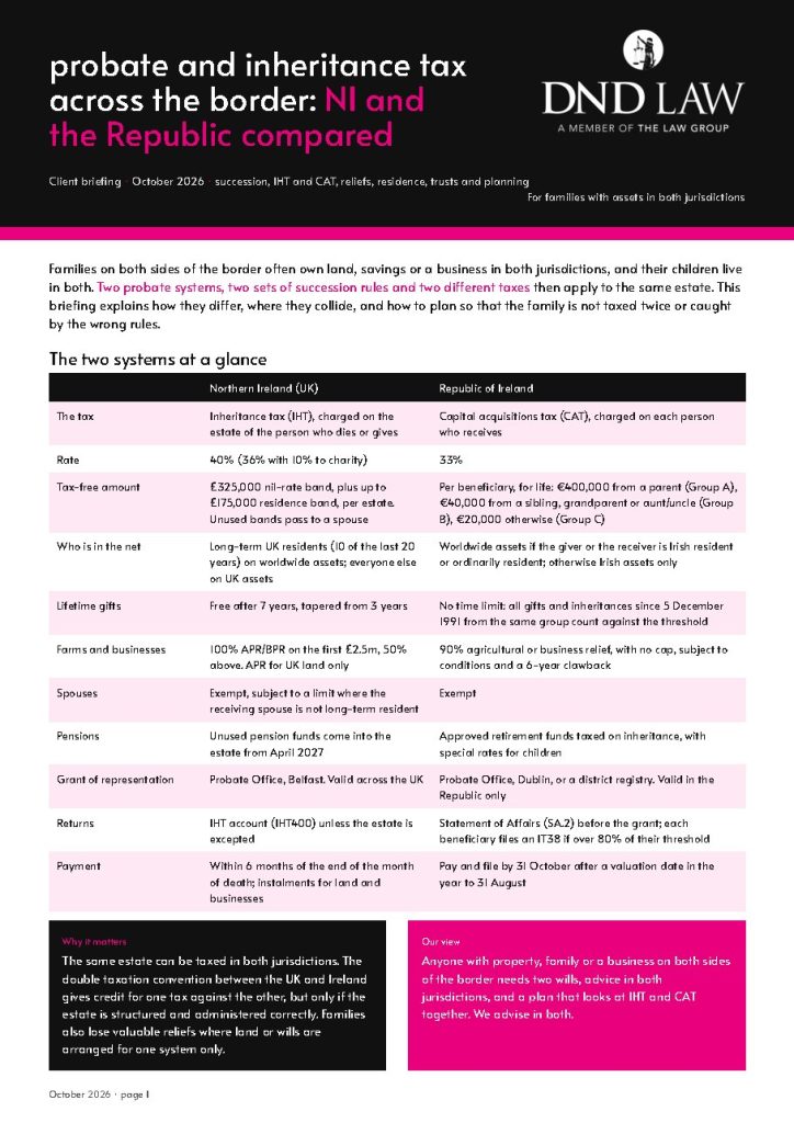 Probate and Inheritance Tax Across the Border cover